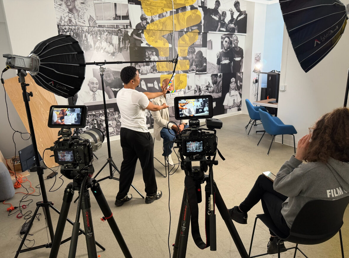 Visual Outlet filming an interview for The Hidden Genius Project